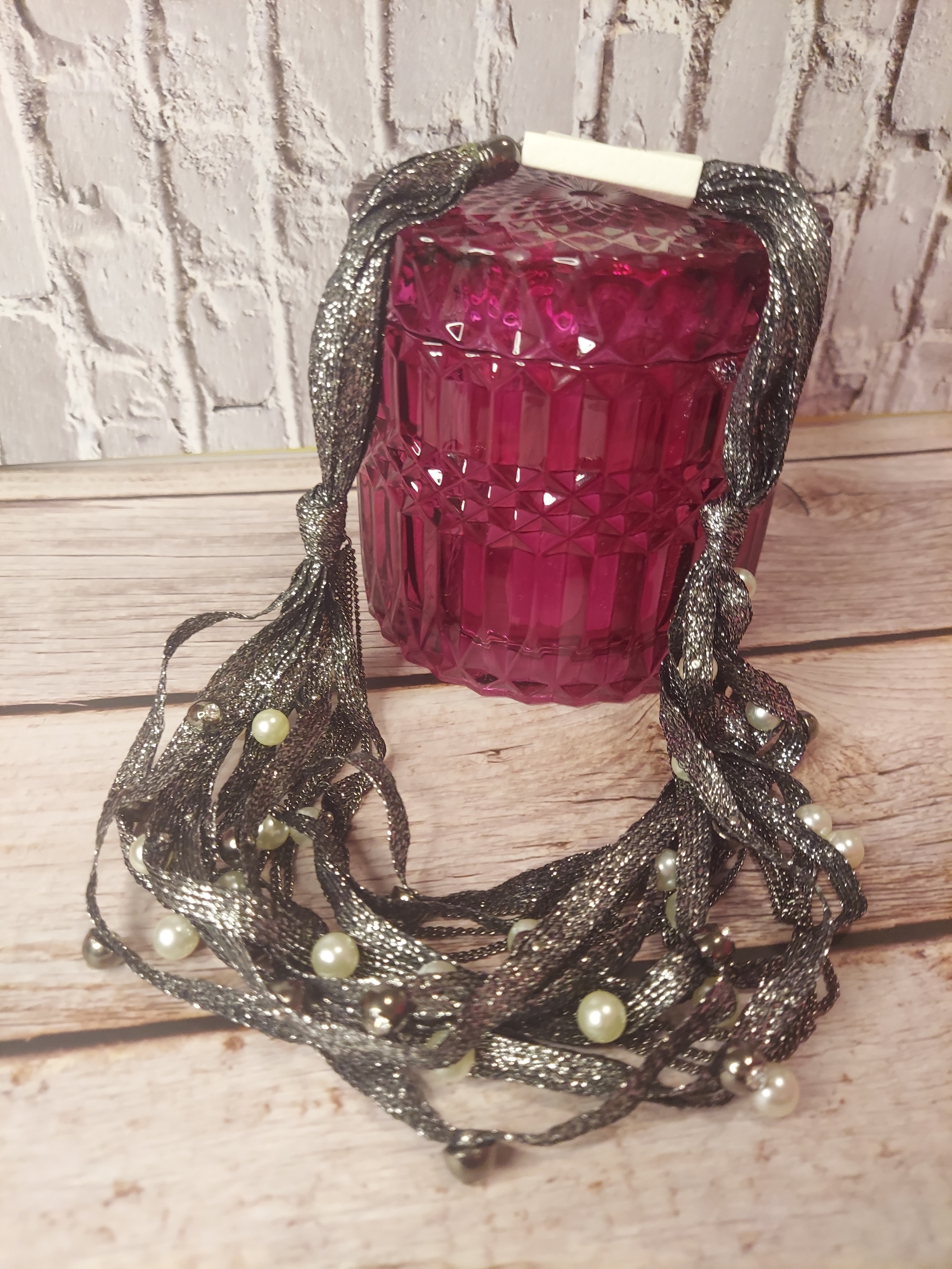 Amrita Singh Metallic Gunmetal Multi-Strand Necklace With Pearl Accents 30$